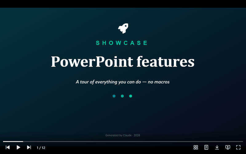 The slides viewer: transitions, animations and controls
