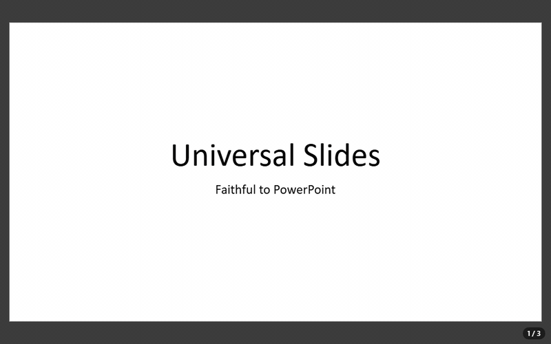 The slides editor: navigating, editing text and presenting
